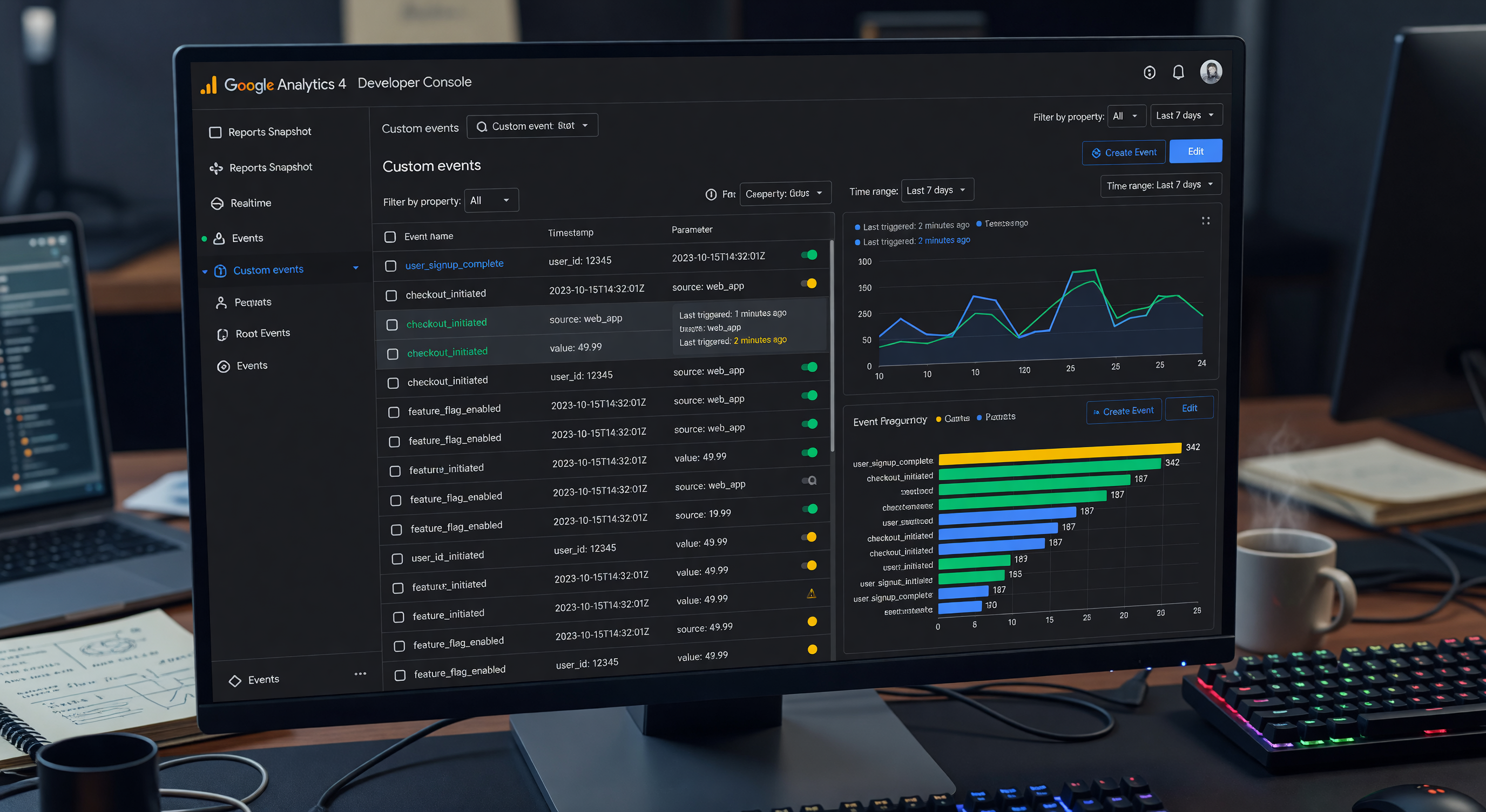 GA4 custom events implementation in developer console